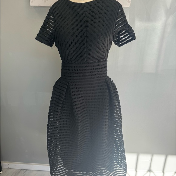 Black Ribbed Fit & Flare Midi Dress The Monroe Factory - M e100-27 - Picture 4 of 6